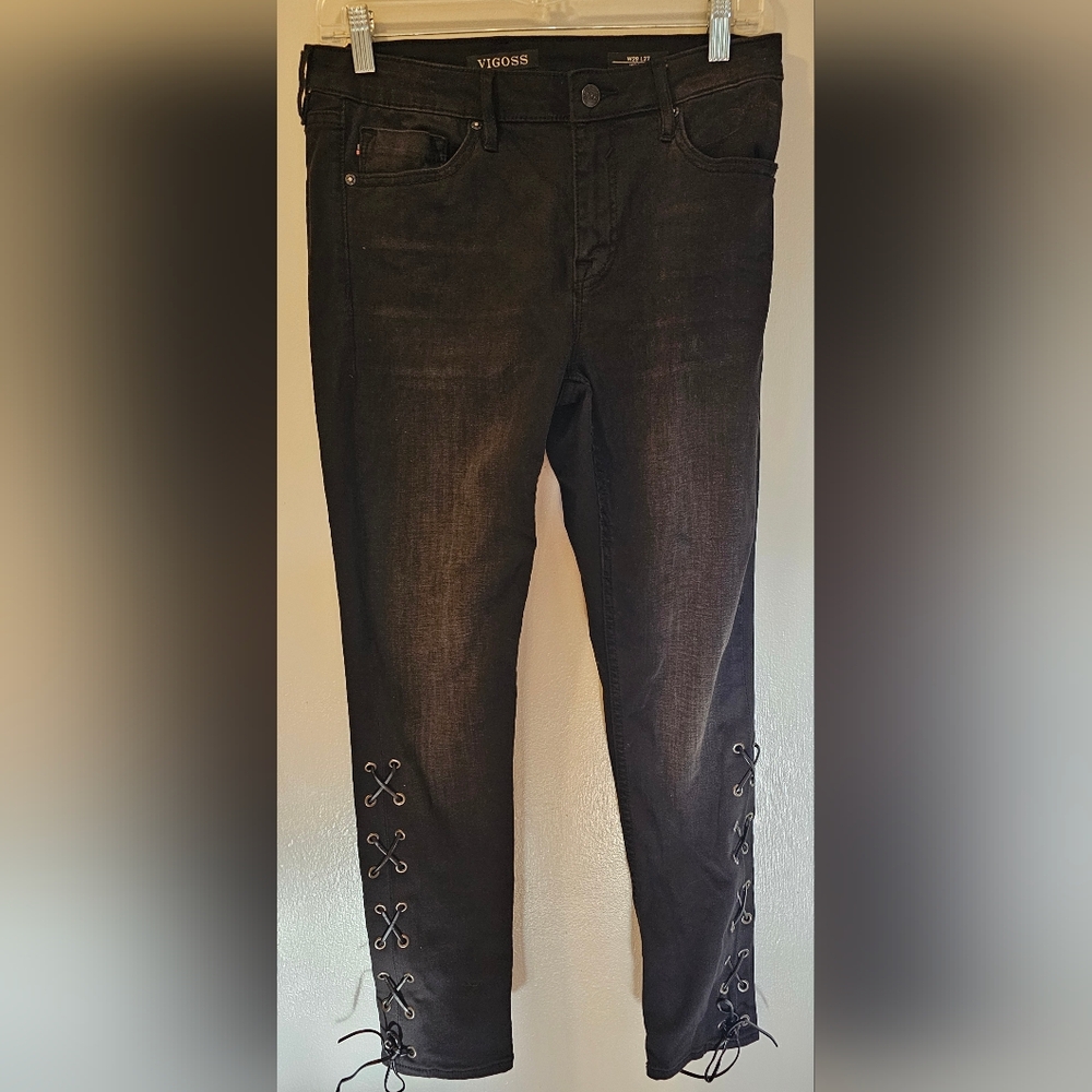 Vigoss Jeans Black Marley Super Skinny Mid Rise Denim Women's Size 29x27 NWT